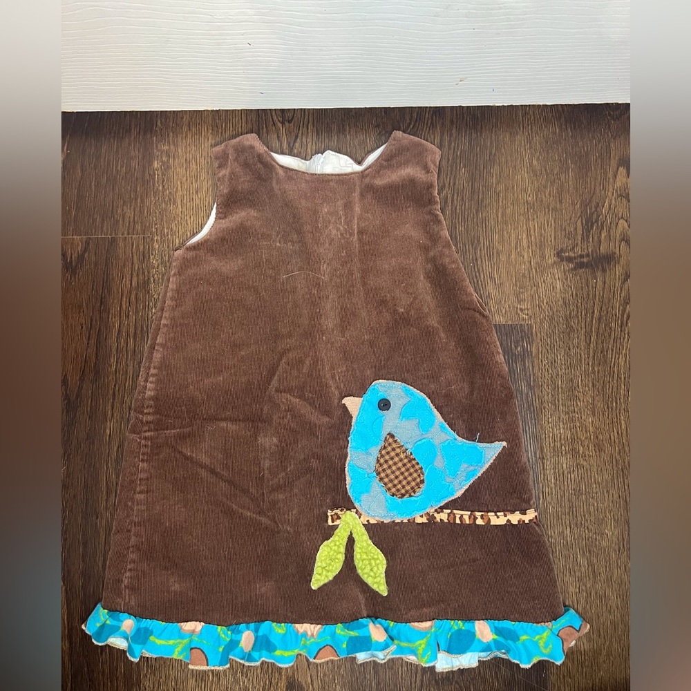 Corky’s Kids Brow Bird Appliqué Toddler Dress